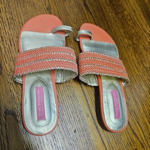 Isaac Mizrahi Woven Coral Ring Toe Sandals